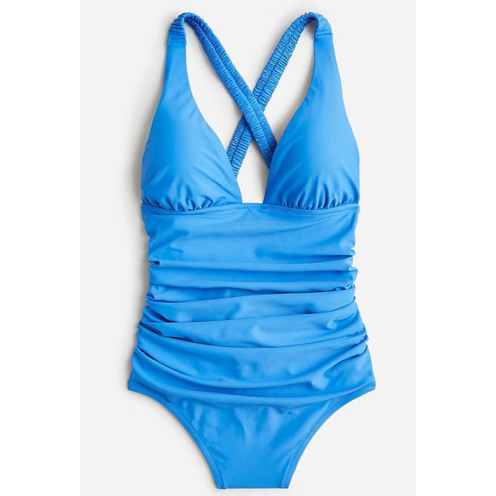 NEW‎ J. Crew Women’s Size 0 Scrunchie-strap Plunge One-Piece In Blue NWT